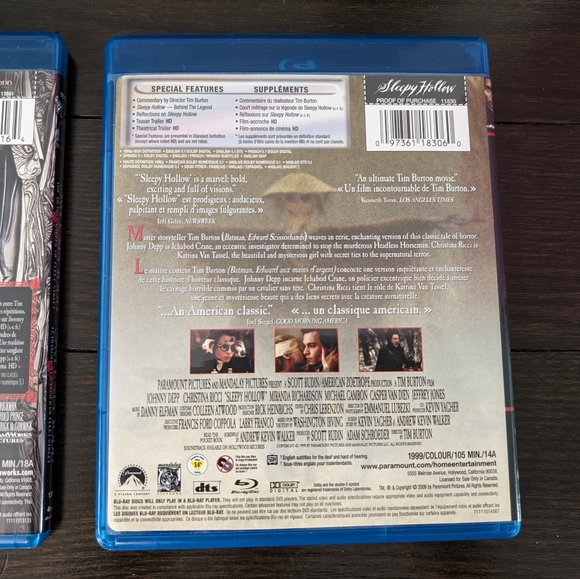 LIKE NEW Sweeney Todd + Sleepy Hollow Blu-ray movies (set of 2), Johnny Depp - Picture 4 of 11